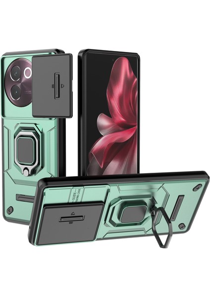 Vivo V30E 5g Telefon Kılıfı Pc+Tpu Destekli Telefon Kılıfı Lens Kapağı-Yeşil (Yurt Dışından)