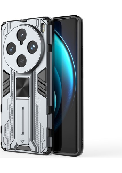 Vivo X100 Pro 5g Telefon Kılıfı Kickstand Pc+Tpu Düşmeye Lı Kılıf-Gri (Yurt Dışından)