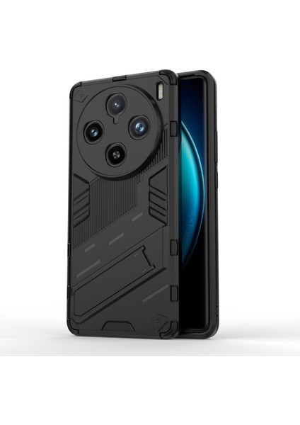 Vivo X100 Pro 5g Kickstand Telefon Kılıfı Çift Katmanlı Şok Emici Kapak-Siyah (Yurt Dışından)