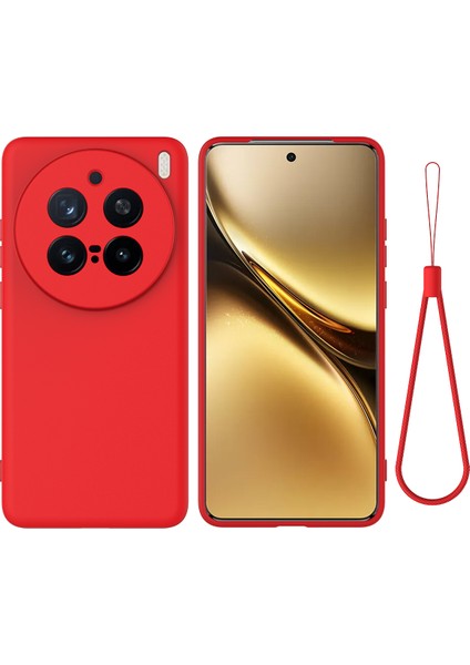 Vivo X200 Pro 5g Kılıf Sıvı Silikon Telefon Arka Kapağı El Kayışı Ile-Kırmızı (Yurt Dışından)