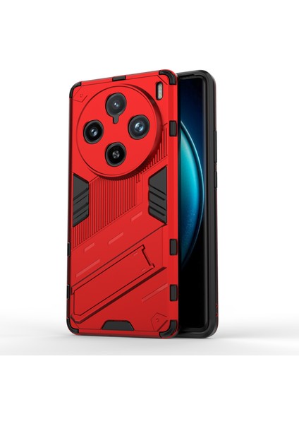 Vivo X100 Pro 5g Kickstand Telefon Kılıfı Çift Katmanlı Şok Emici Kapak-Kırmızı (Yurt Dışından)