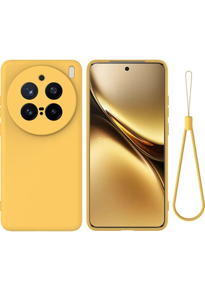 Vivo X200 Pro 5g Kılıf Sıvı Silikon Telefon Arka Kapağı El Kayışı Ile-Sarı (Yurt Dışından)