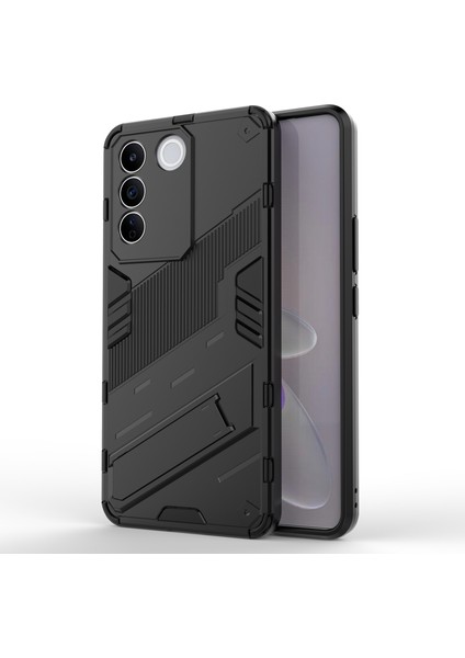 Vivo S16E 5g Için Düşmeye Karşı Telefon Kılıfı, Destekli Yumuşak Tpu Sert Pc Telefon Arka Kapağı-Siyah (Yurt Dışından)