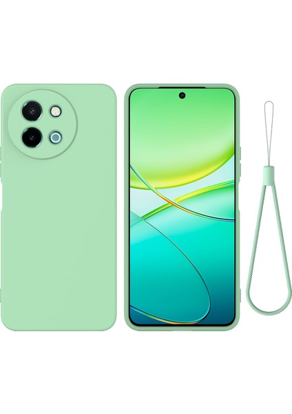 Vivo Y38 5g Kılıf Sıvı Silikon Koruyucu Telefon Kılıfı Kayışlı-Yeşil (Yurt Dışından)
