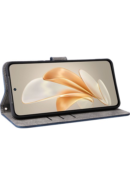 Vivo V29E(GLOBAL)5G/Y200(HINDISTAN)5G Kılıf Rfıd Engelleme Cüzdan Standı Kılıfı Kayışlı-Mavi (Yurt Dışından)