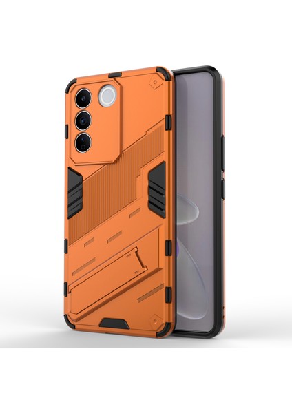 Vivo S16E 5g Için Düşmeye Karşı Telefon Kılıfı, Kickstand Yumuşak Tpu Sert Pc Telefon Arka Kapağı-Turuncu (Yurt Dışından)