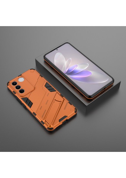 Vivo S16E 5g Için Düşmeye Karşı Telefon Kılıfı, Kickstand Yumuşak Tpu Sert Pc Telefon Arka Kapağı-Turuncu (Yurt Dışından) fırsatları