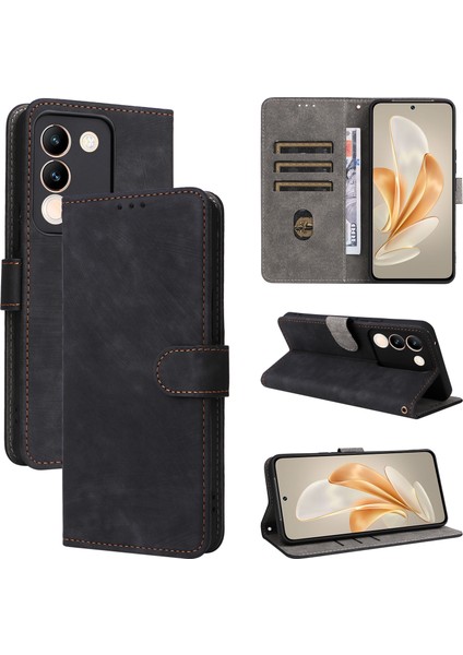 Vivo V29E(GLOBAL)5G/Y200(HINDISTAN)5G Kılıf Rfıd Engelleme Cüzdan Standı Kılıfı Kayışlı-Siyah (Yurt Dışından) indirimleri