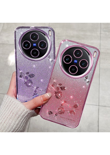Kadem Vivo X100 Pro 5g Cep Telefonu Kılıfı Rhinestone Dekor Tpu Degrade Arka Kapak-Mor (Yurt Dışından) fiyatları