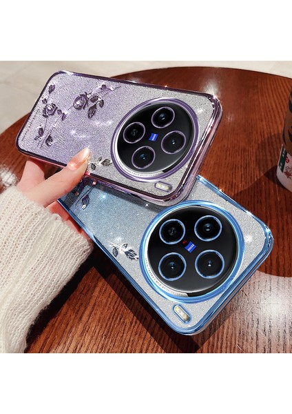 Kadem Vivo X100 Pro 5g Cep Telefonu Kılıfı Rhinestone Dekor Tpu Degrade Arka Kapak-Mor (Yurt Dışından) modelleri