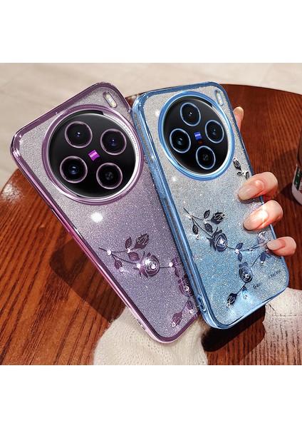Kadem Vivo X100 Pro 5g Cep Telefonu Kılıfı Rhinestone Dekor Tpu Degrade Arka Kapak-Mor (Yurt Dışından) indirimleri