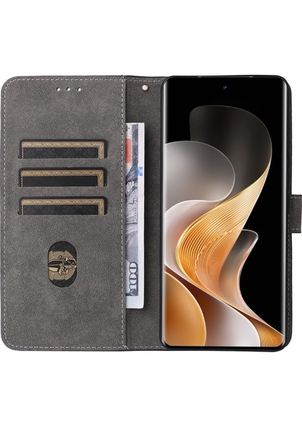 Vivo S19 Pro 5g Kılıf Standı Görünüm Rfıd Engelleme Deri Telefon Kılıfı Kayışlı-Siyah (Yurt Dışından)