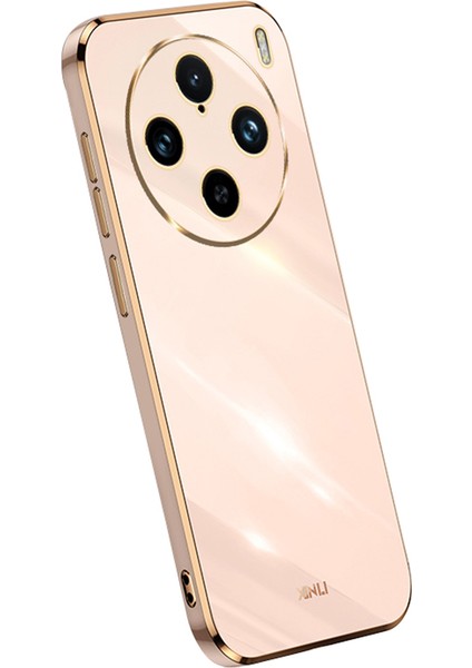 Xınlı Vivo X100 Pro 5g Telefon Kılıfı Tpu Koruma Kapağı Elektrokaplama Altın Kenarlar-Pembe (Yurt Dışından)