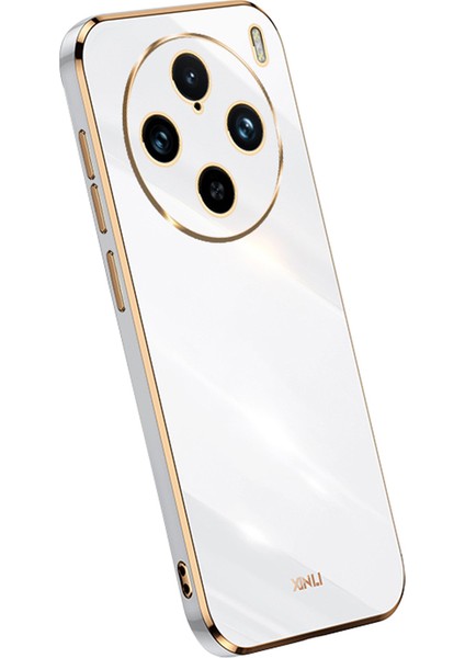 Xınlı Vivo X100 Pro 5g Telefon Kılıfı Tpu Koruma Kılıfı Elektrokaplama Altın Kenarlar-Beyaz (Yurt Dışından)