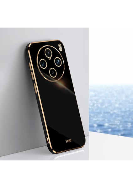 Xınlı Vivo X100 Pro 5g Telefon Kılıfı Tpu Koruma Kılıfı Elektrokaplama Altın Kenarlar-Siyah (Yurt Dışından) indirimleri