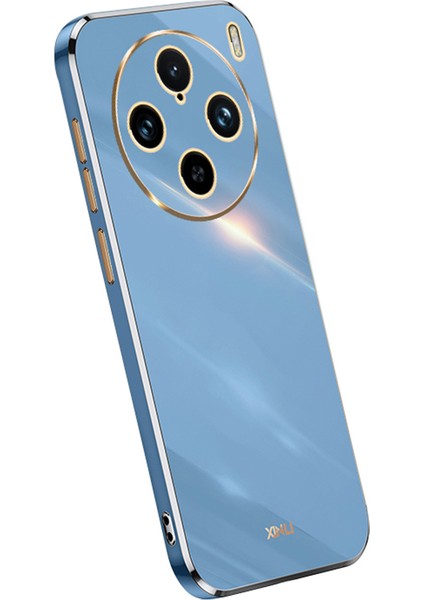 Xınlı Vivo X100 Pro 5g Telefon Kılıfı Tpu Koruma Kılıfı Elektrokaplama Altın Kenarlar-Mavi (Yurt Dışından)