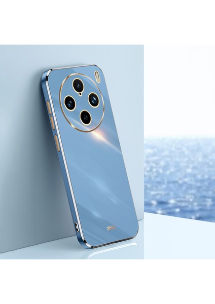 Xınlı Vivo X100 Pro 5g Telefon Kılıfı Tpu Koruma Kılıfı Elektrokaplama Altın Kenarlar-Mavi (Yurt Dışından) indirimleri