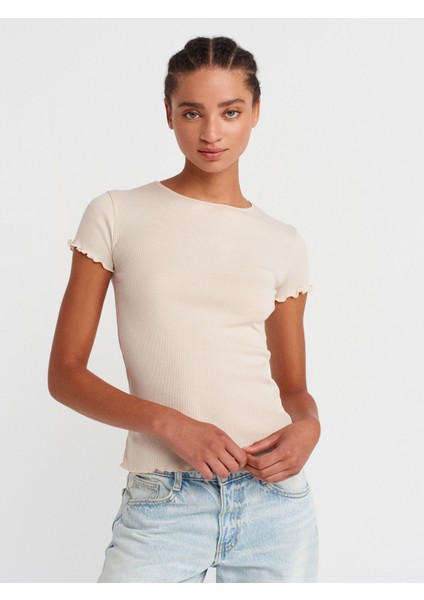 31935 Kısa Kollu T-Shirt-Bej