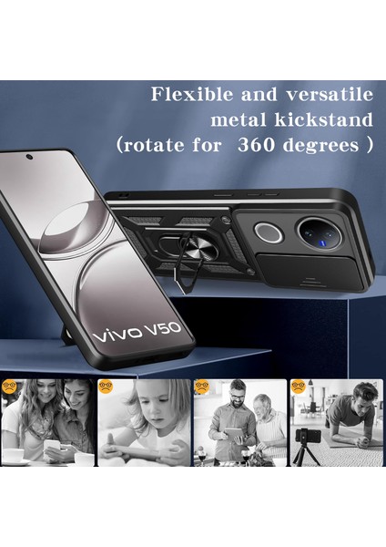 Vivo V50 5g Kılıf Sürgülü Kamera Kapağı Pc+Tpu Destekli Telefon Kılıfı-Yeşil (Yurt Dışından) fırsatları