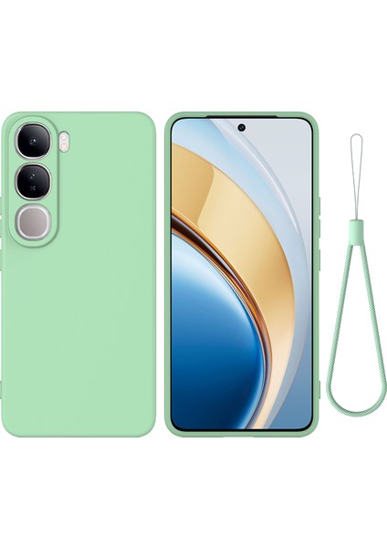 Vivo V40 Lite (Endonezya) 5g/4g Kılıf Sıvı Silikon Çizilmez Telefon Kılıfı El Kayışı Ile-Yeşil (Yurt Dışından)