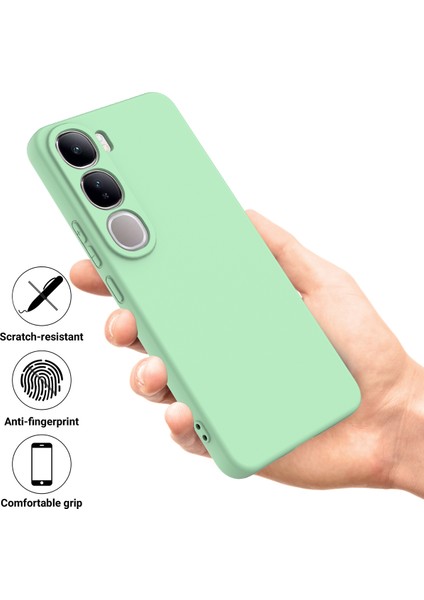 Vivo V40 Lite (Endonezya) 5g/4g Kılıf Sıvı Silikon Çizilmez Telefon Kılıfı El Kayışı Ile-Yeşil (Yurt Dışından)