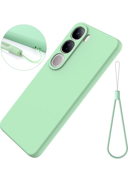 Vivo V40 Lite (Endonezya) 5g/4g Kılıf Sıvı Silikon Çizilmez Telefon Kılıfı El Kayışı Ile-Yeşil (Yurt Dışından)