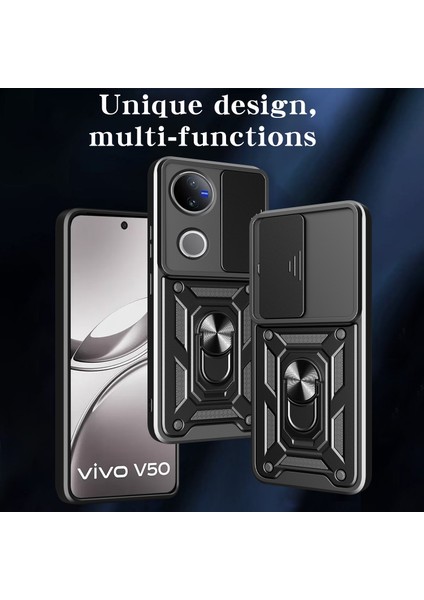 Vivo V50 5g Kılıf Sürgülü Kamera Kapağı Pc+Tpu Destekli Telefon Kılıfı-Gül Altını (Yurt Dışından) fiyatları