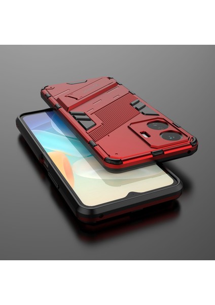 Vivo Y77 5g Hibrit Tpu+Pc Telefon Kılıfı Kickstand Çizilmez Cep Telefonu Arka Kapağı-Kırmızı (Yurt Dışından) fırsatları