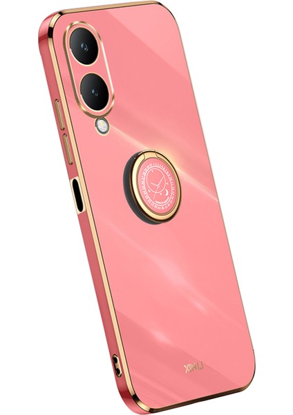 Xınlı Vivo Y17S 4g Koruyucu Kılıf Tpu Ayaklı Telefon Kılıfı Galvanik Altın Kenar-Kırmızı (Yurt Dışından)