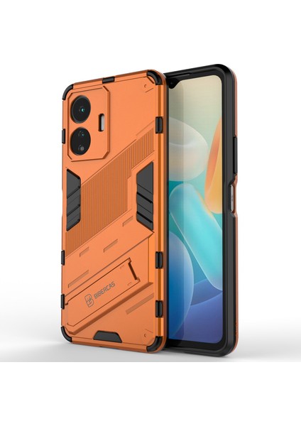 Vivo Y77 5g Hibrit Tpu+Pc Telefon Kılıfı Kickstand Çizilmez Cep Telefonu Arka Kapağı-Turuncu (Yurt Dışından)