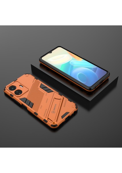 Vivo Y77 5g Hibrit Tpu+Pc Telefon Kılıfı Kickstand Çizilmez Cep Telefonu Arka Kapağı-Turuncu (Yurt Dışından) indirimleri
