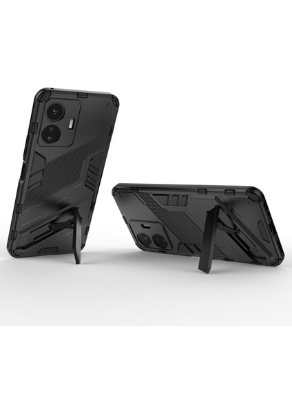Vivo Y77 5g Hibrit Tpu+Pc Telefon Kılıfı Kickstand Çizilmez Cep Telefonu Arka Kapağı-Siyah (Yurt Dışından) fiyatları