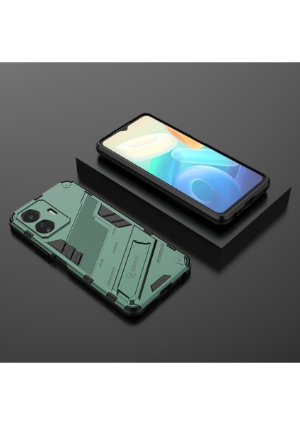 Vivo Y77 5g Hibrit Tpu+Pc Telefon Kılıfı Kickstand Çizilmez Cep Telefonu Arka Kapağı-Yeşil (Yurt Dışından) indirimleri