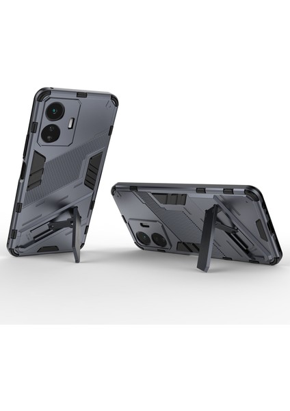 Vivo Y77 5g Hibrit Tpu+Pc Telefon Kılıfı Kickstand Çizilmez Cep Telefonu Arka Kapağı-Gri (Yurt Dışından) modelleri