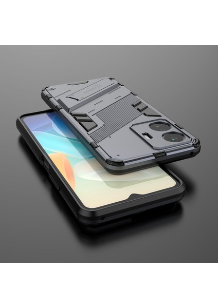 Vivo Y77 5g Hibrit Tpu+Pc Telefon Kılıfı Kickstand Çizilmez Cep Telefonu Arka Kapağı-Gri (Yurt Dışından) fırsatları