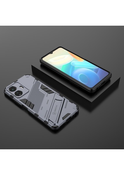 Vivo Y77 5g Hibrit Tpu+Pc Telefon Kılıfı Kickstand Çizilmez Cep Telefonu Arka Kapağı-Gri (Yurt Dışından) indirimleri