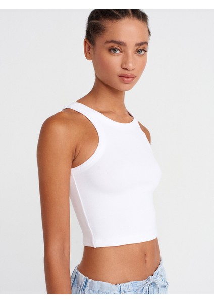 21104 Fitilli Crop Top-Beyaz modelleri