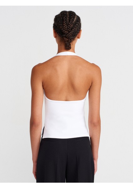 31753 Halter Yaka Top-Beyaz