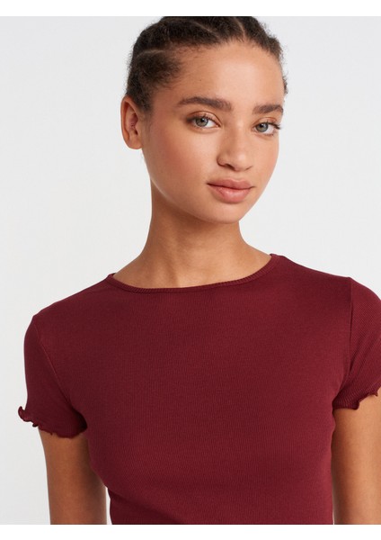 31935 Kısa Kollu T-Shirt-Açık Bordo modelleri