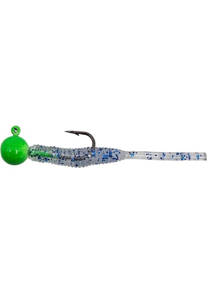 Hook Worm Jighead+Lrf Silikonu 2gr+4.5cm 5 Adet Head Green+Blue Glitter