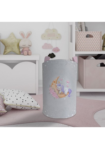 Elite Ayda Uyuyan Unicorn Desenli Oyuncak ve Çamaşır Sepeti 1 Adet