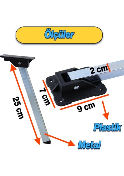 Metal Sofra Ayağı 25 cm Plastik Siyah Taban Katlanır Yer Sofrası Sini Altı Mobilya Ayak Sehpa Masa