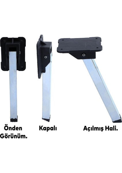 Metal Sofra Ayağı 25 cm Plastik Siyah Taban Katlanır Yer Sofrası Sini Altı Mobilya Ayak Sehpa Masa