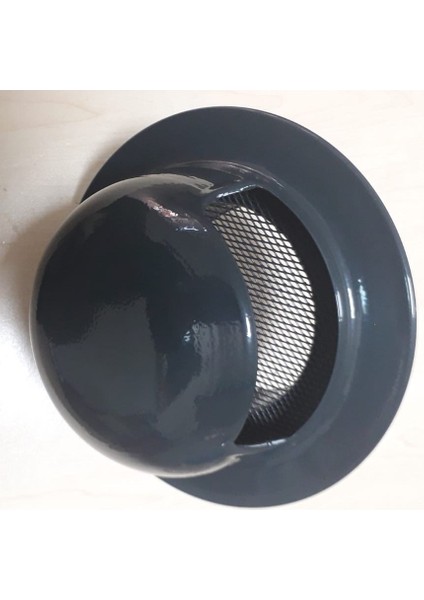 Dış Cephe Davlumbaz Aspiratör Çıkış Kapağı Rüzgar Yağmur Önleyici Menfez Sineklik Telli 120 mm (12 Cm) Antrasit Gri