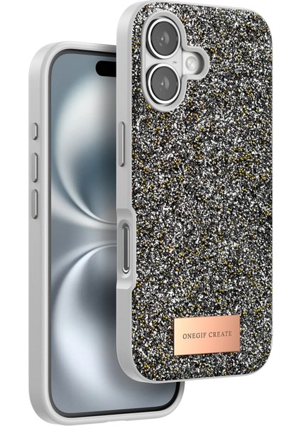 Onegif Iphone 16 Bright Simli Kapak - Gümüş Ynsmr