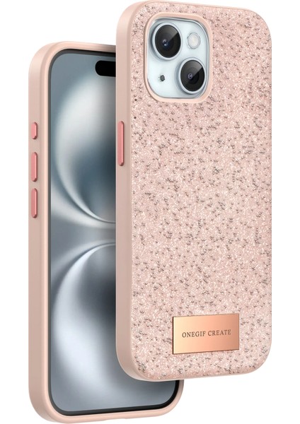 Onegif Iphone 15 Plus Bright Simli Kapak - Pembe Ynsmr