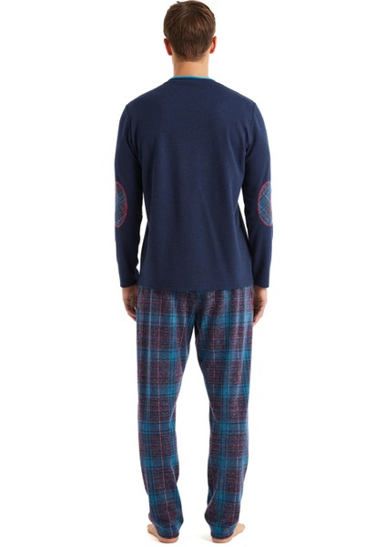 Erkek V Yaka Uzun Kol Lacivert Pijama Takım C6T0N6O04 indirimleri