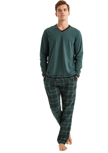 Erkek Uzun Kol Yeşil Pijama Takım C7T8N5O04