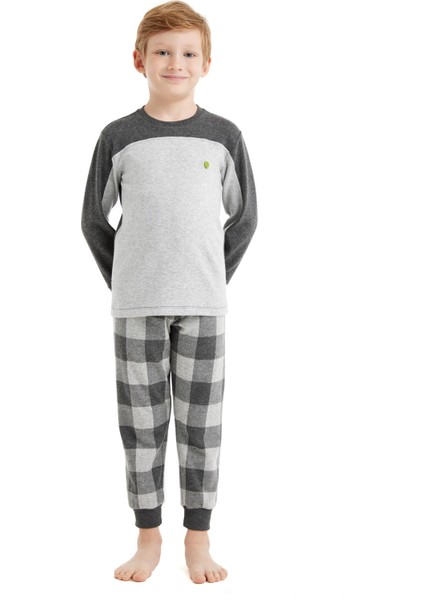Erkek Çocuk Uzun Kol Gri Melanj Pijama Takımı C8T6N5O04