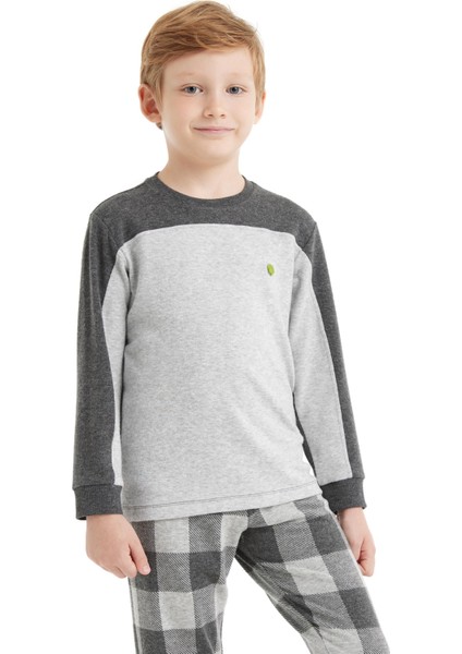 Erkek Çocuk Uzun Kol Gri Melanj Pijama Takımı C8T6N5O04 modelleri